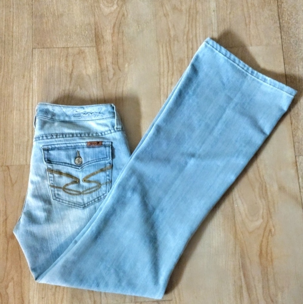 Seven 7 Light Wash Low Rise Bootcut Jeans